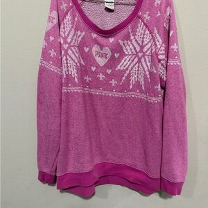 PINK Victoria's Secret Fuchsia Sweater with White Accents